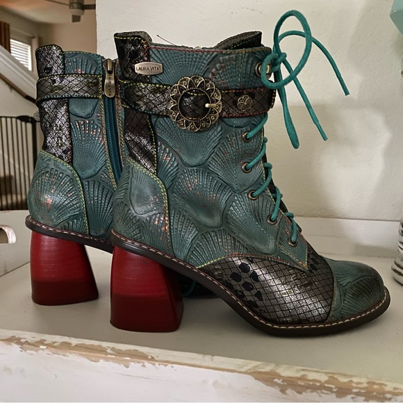 Laura Vita Ankle Boots EVCAO 41 Green Size 37 EUC - Picture 8 of 9